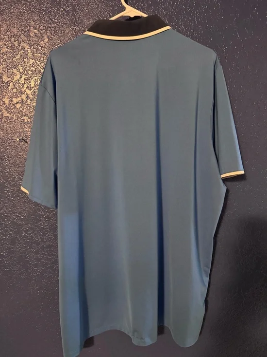 adidas Blue Polo with Blue Collar and Cream Trim - Picture 3 of 3